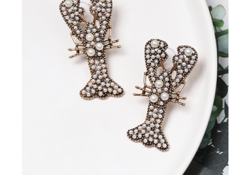 Fashion Color Lobster And Diamond Stud Earrings,Stud Earrings