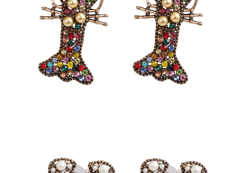 Fashion White Lobster And Diamond Stud Earrings,Stud Earrings