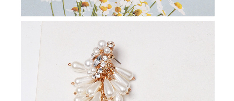 Fashion Gold Grape-studded Pearl Tassel Earrings,Drop Earrings
