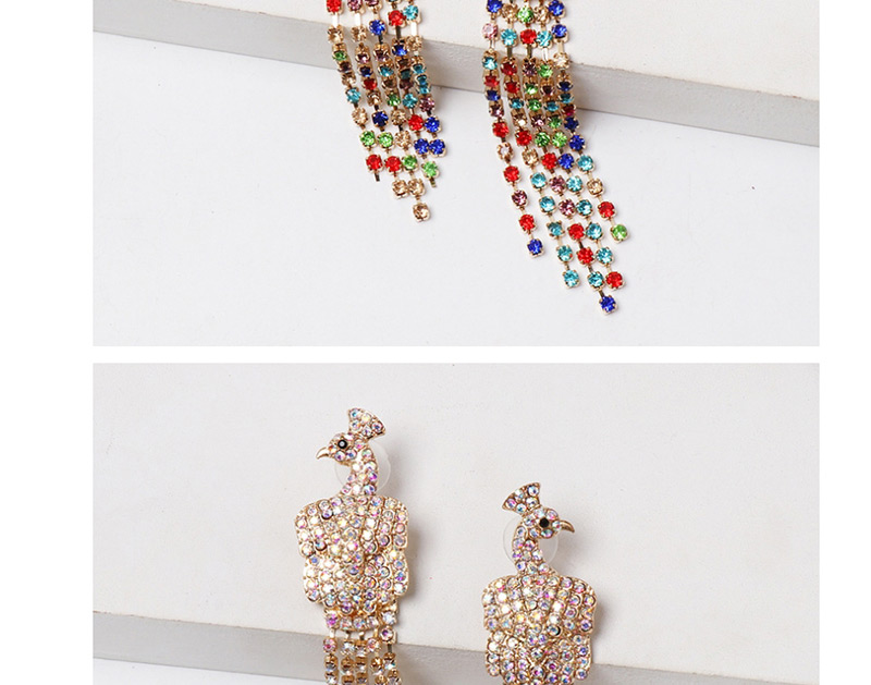 Fashion Color Peacock Fringed Stud Earrings,Drop Earrings