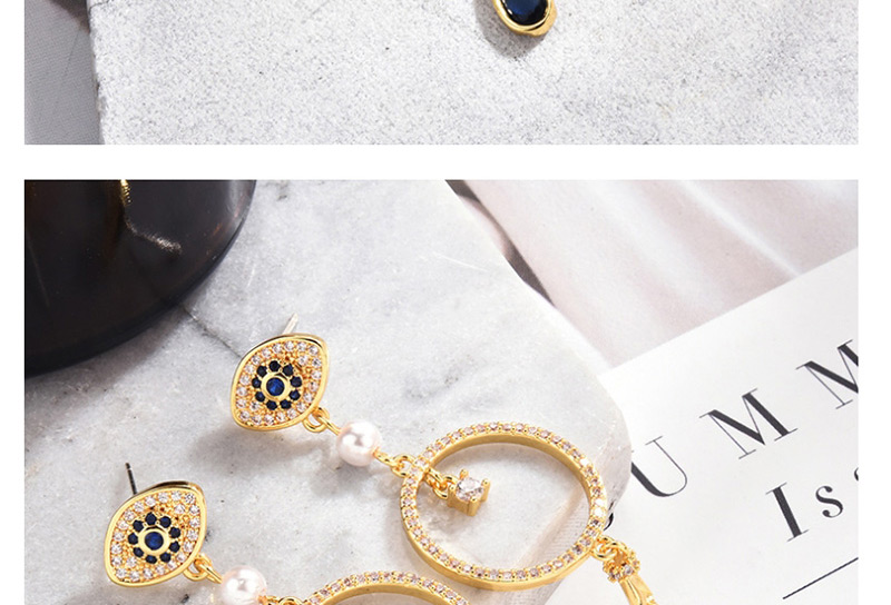 Fashion Gold  Silver Pin Eye With Zircon Crystal Earrings,Earrings