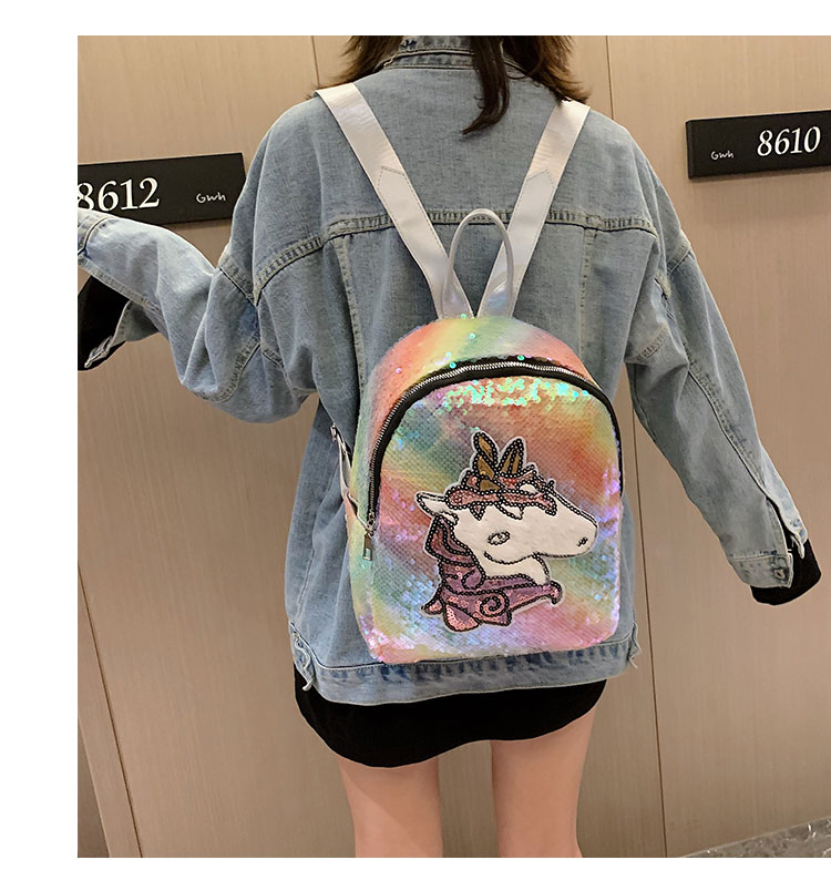 Fashion Pegasus 1 Sequined Unicorn Backpack,Backpack