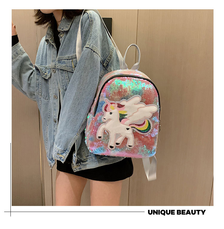 Fashion Malaysia 2 Sequined Unicorn Backpack,Backpack