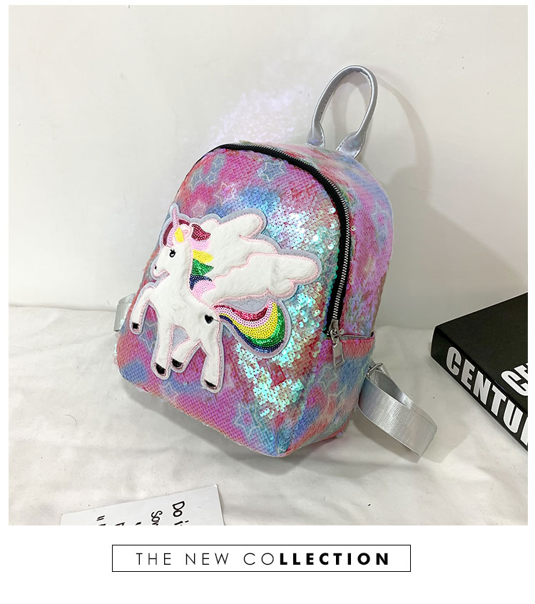 Fashion Pegasus 3 Sequined Unicorn Backpack,Backpack
