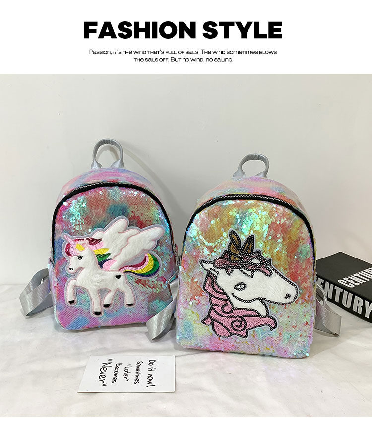 Fashion Pegasus 2 Sequined Unicorn Backpack,Backpack