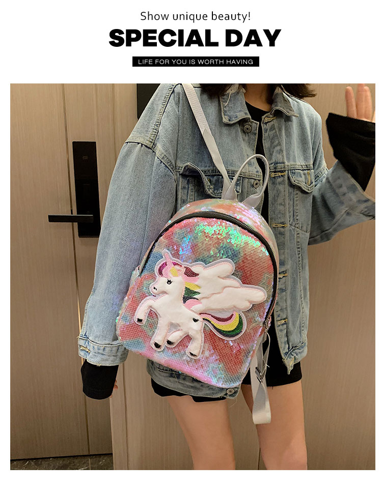 Fashion Pegasus 2 Sequined Unicorn Backpack,Backpack