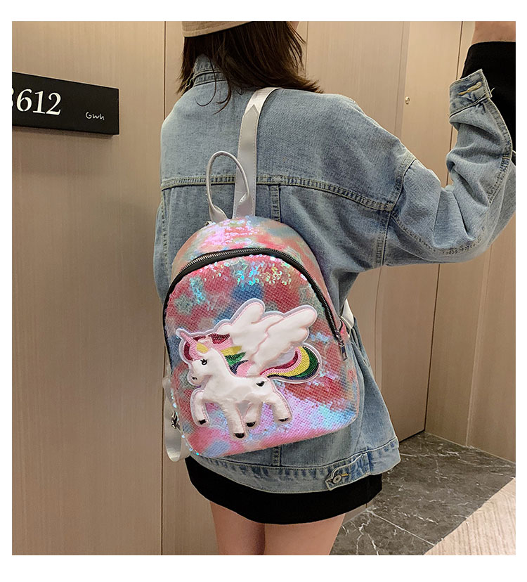 Fashion Pegasus 4 Sequined Unicorn Backpack,Backpack