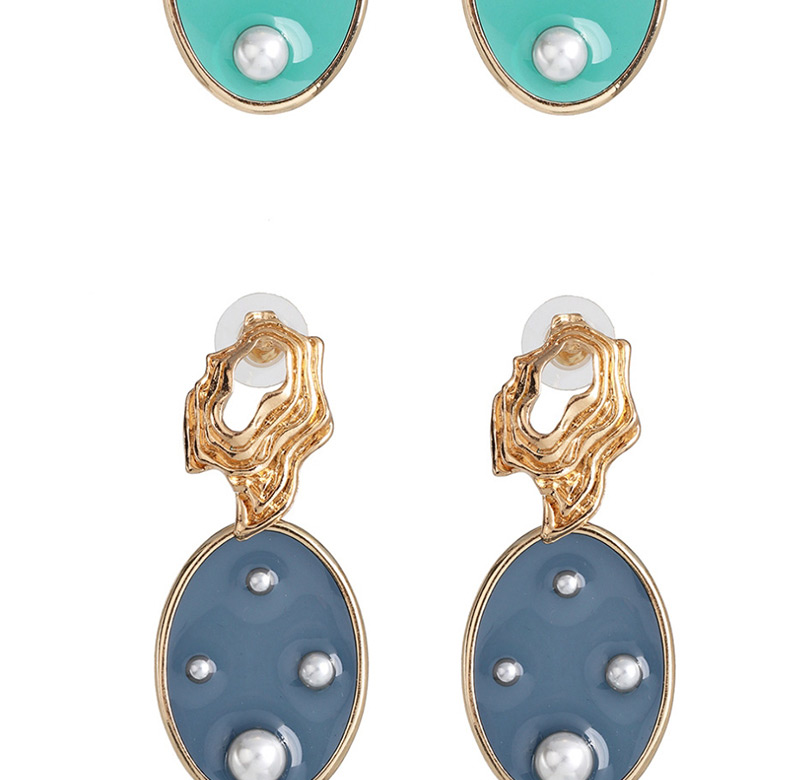Fashion Gray-blue Round Transparent Pearl Stud Earrings,Drop Earrings