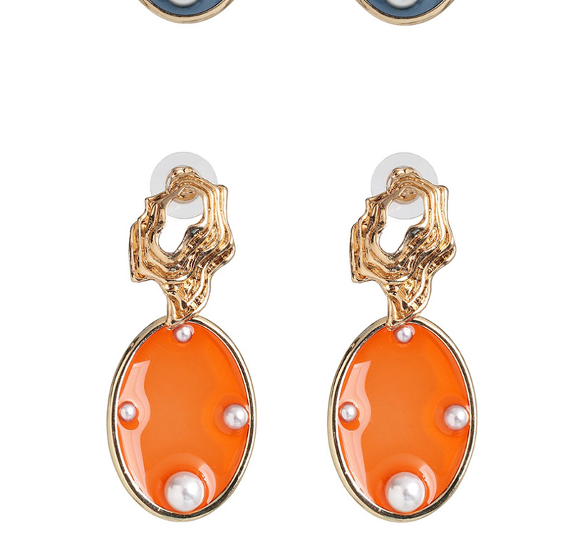 Fashion Orange Round Transparent Pearl Stud Earrings,Drop Earrings