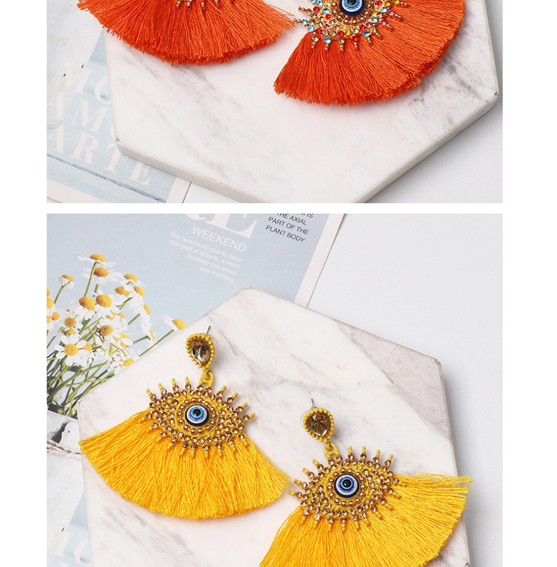 Fashion Orange Big Eye Fringed Stud Earrings,Drop Earrings