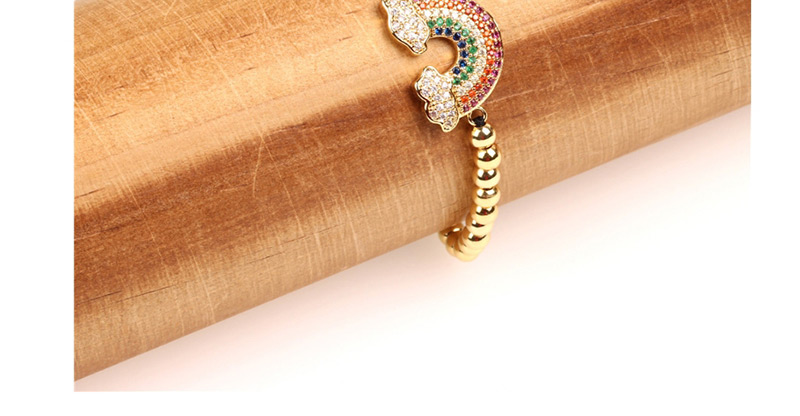 Fashion Gold Micro-inlaid Diamond Zircon Rainbow Drawn Bead Bracelet,Bracelets