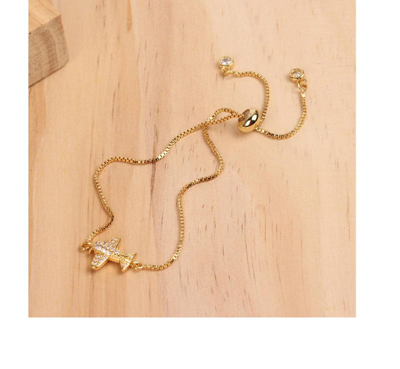 Fashion Gold Micro-inlaid Zircon Aircraft Pull Box Chain Bracelet,Bracelets