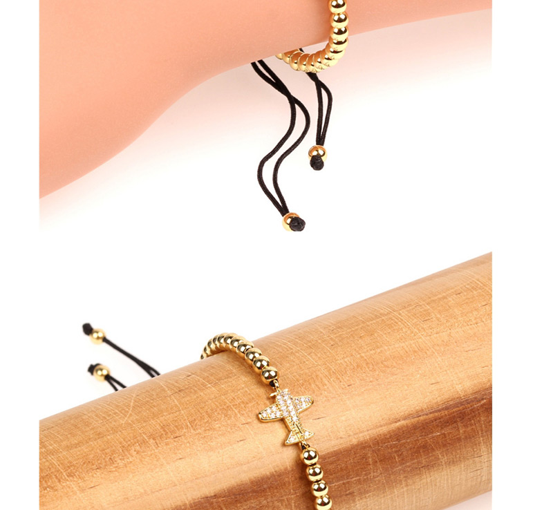 Fashion Gold Micro-inlaid Zircon Aircraft Pull Box Chain Bracelet,Bracelets
