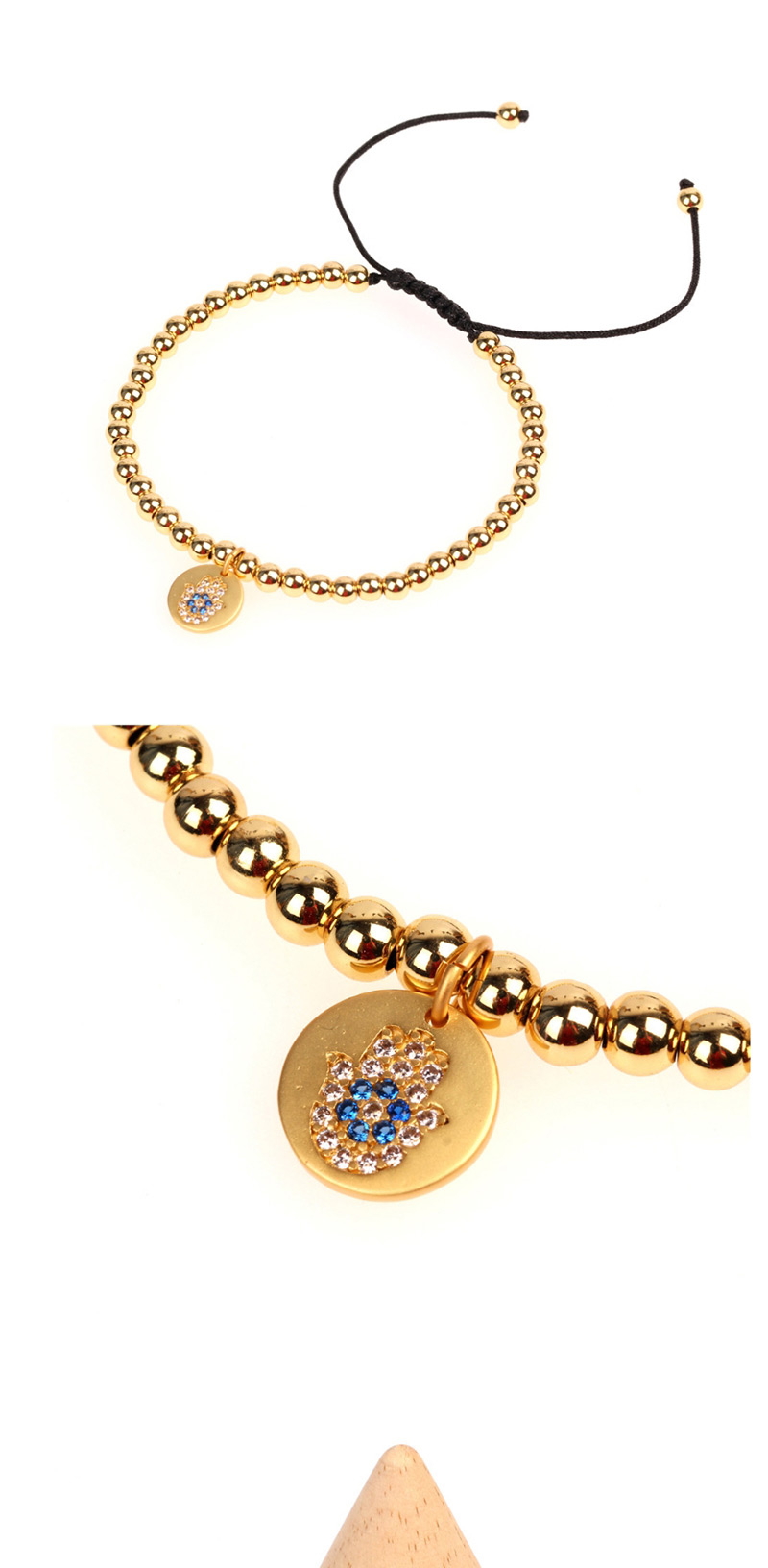 Fashion Aircraft Solid Gold Beads Micro-inlaid Zircon Palm Bracelet,Bracelets