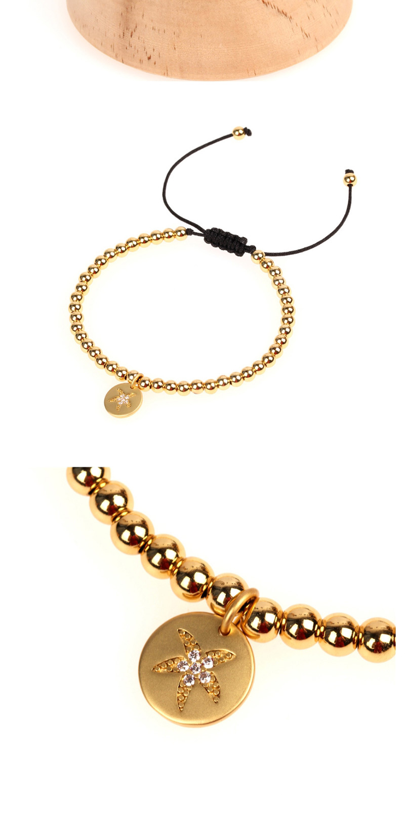 Fashion Sunshine Solid Gold Beads Micro-inlaid Zircon Palm Bracelet,Bracelets