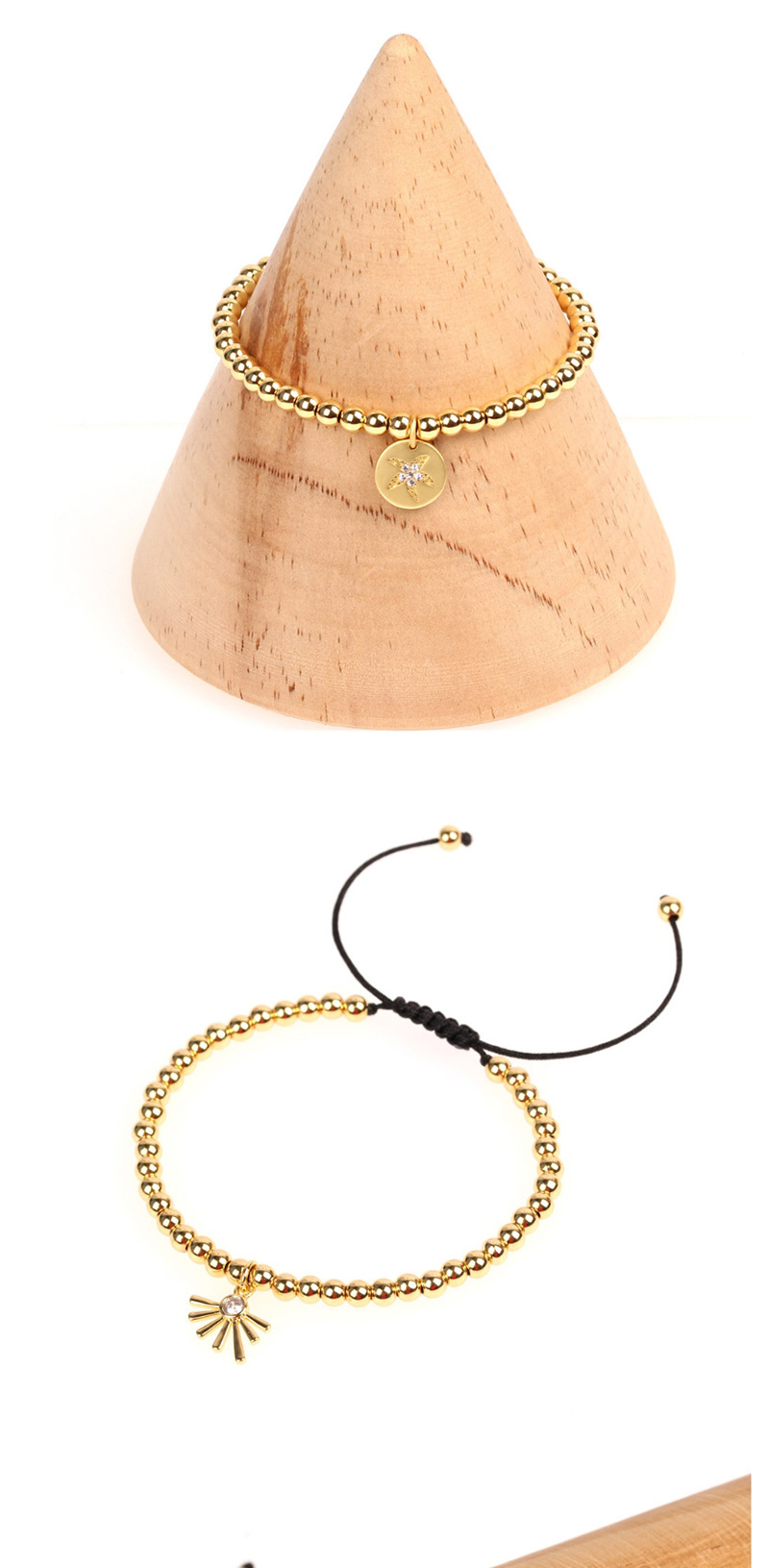 Fashion Palm Solid Gold Beads Micro-inlaid Zircon Palm Bracelet,Bracelets