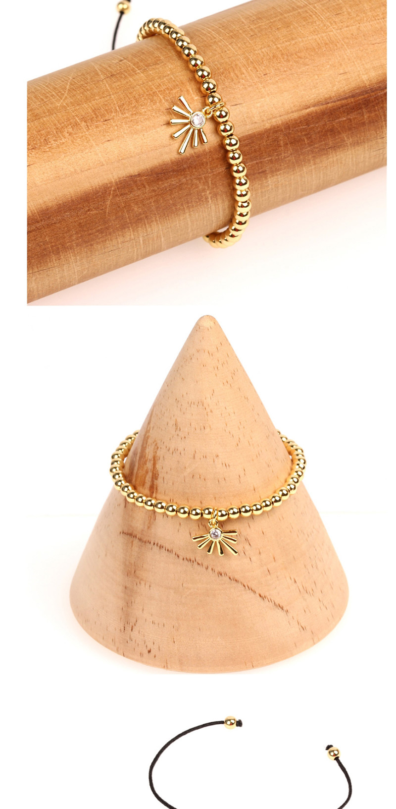 Fashion Palm Solid Gold Beads Micro-inlaid Zircon Palm Bracelet,Bracelets