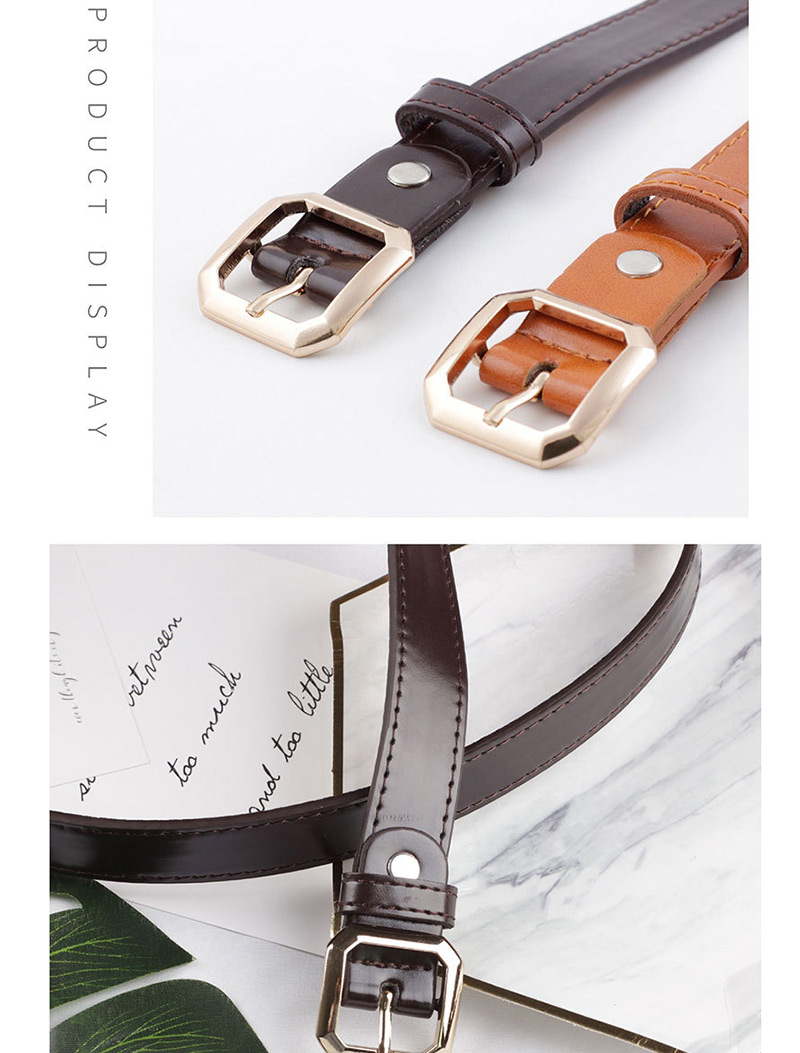 Fashion Red Brown Square Buckle Belt,Thin belts