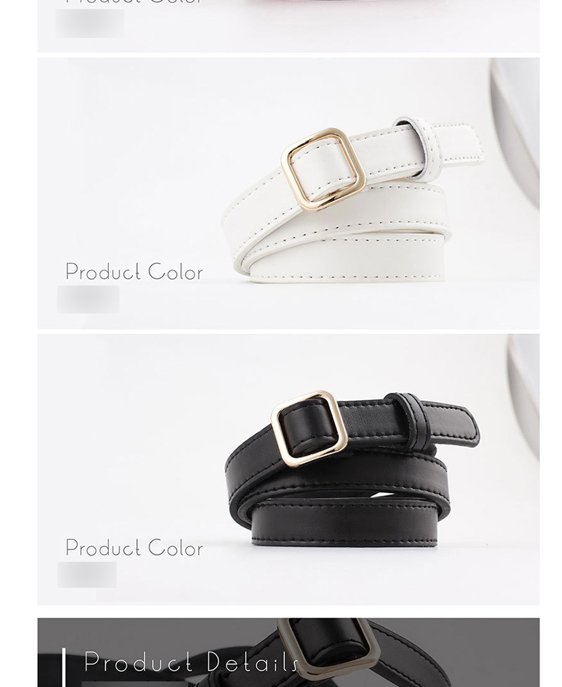 Fashion White Square Buckle Without Needle Free Punching Thin Belt,Thin belts