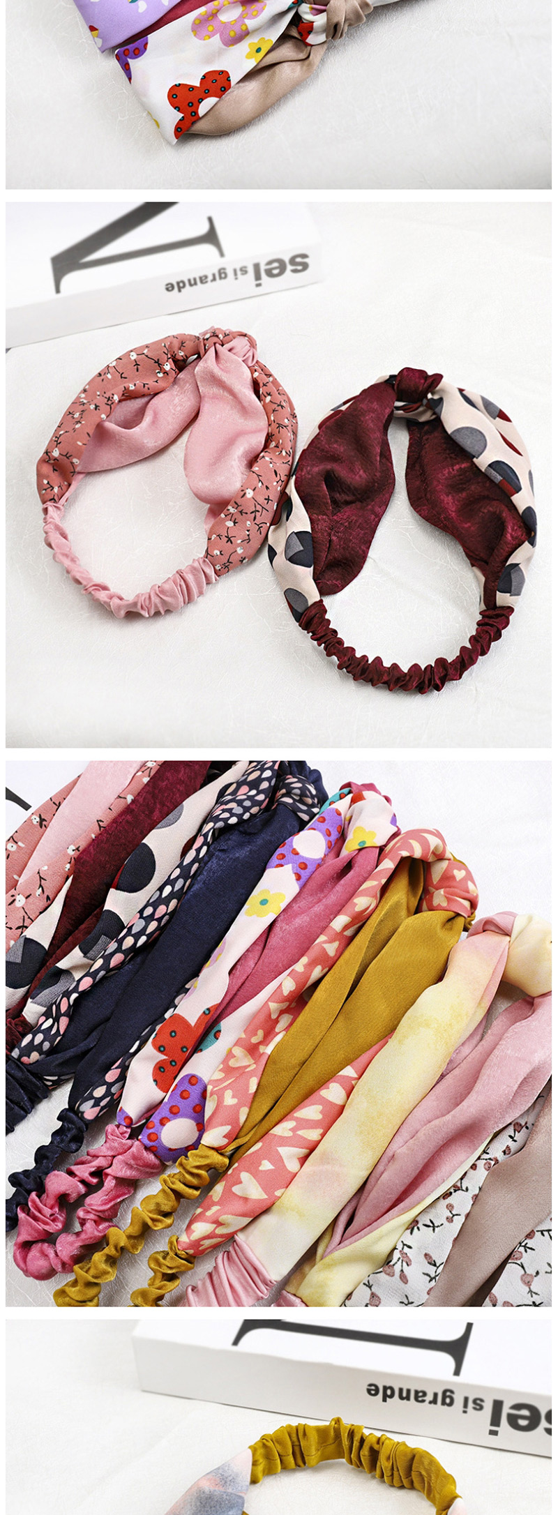 Fashion 藕 Powder Dot + Pink Elastic Cross Knotted Print Headband,Hair Ribbons