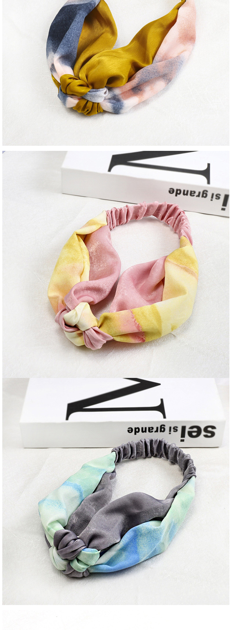 Fashion 藕 Powder Dot + Pink Elastic Cross Knotted Print Headband,Hair Ribbons