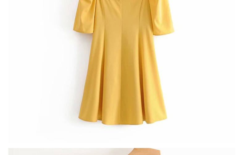 Fashion Yellow Lace-up Single-breasted Dress,Mini & Short Dresses