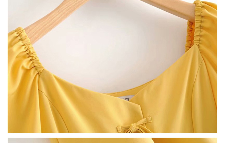Fashion Yellow Lace-up Single-breasted Dress,Mini & Short Dresses