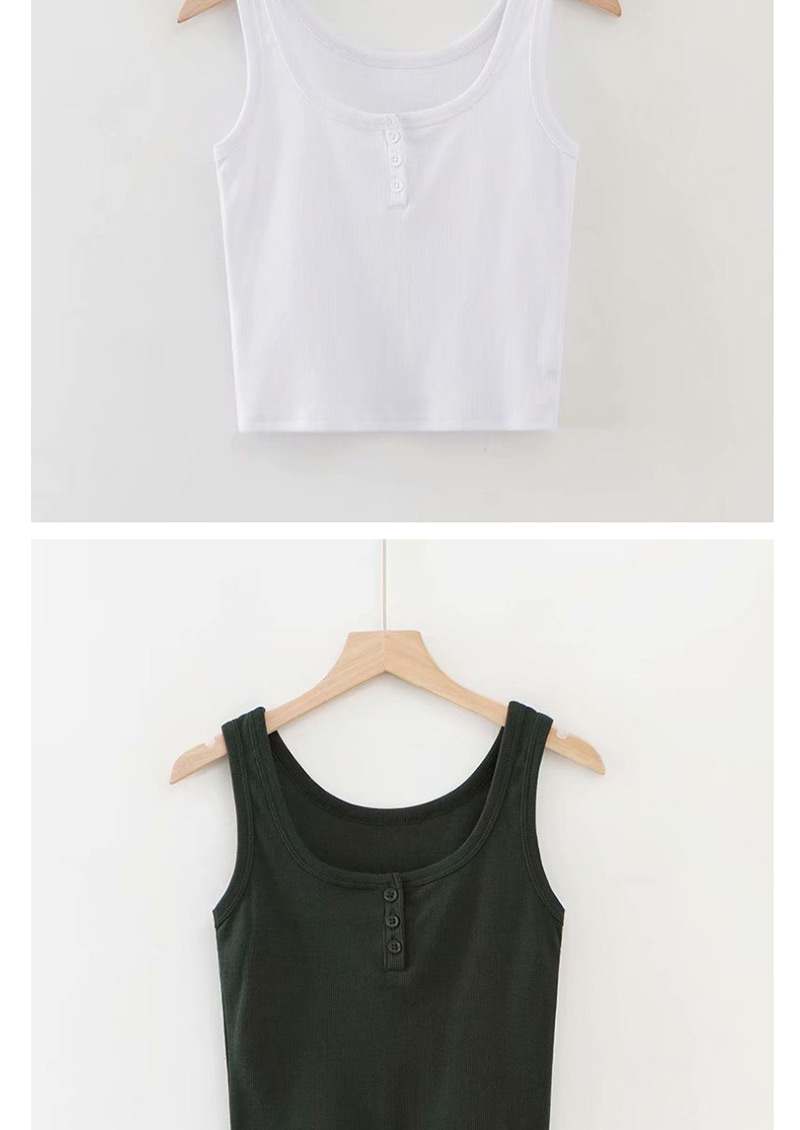 Fashion Black Three Button Ribbed T-shirt,Tank Tops & Camis