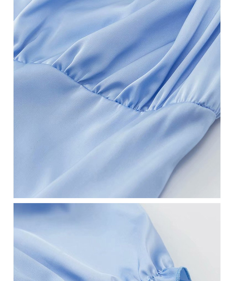 Fashion Blue Satin Eye Straps Short Sleeve Jumpsuit,SLEEPWEAR & UNDERWEAR