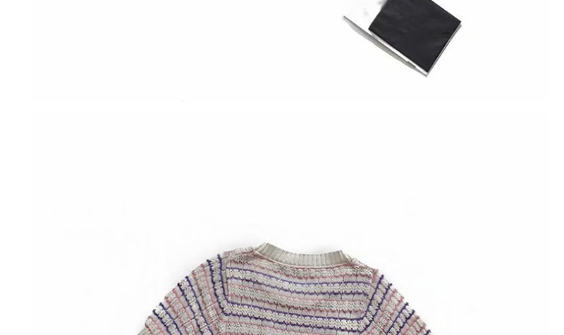 Fashion Pink Purple Jacquard Openwork Knit Short-sleeved T-shirt,Hair Crown