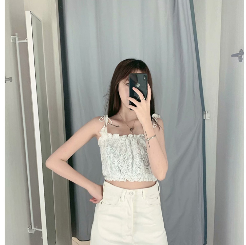 Fashion White Lace Stitching Camisole,Hair Crown