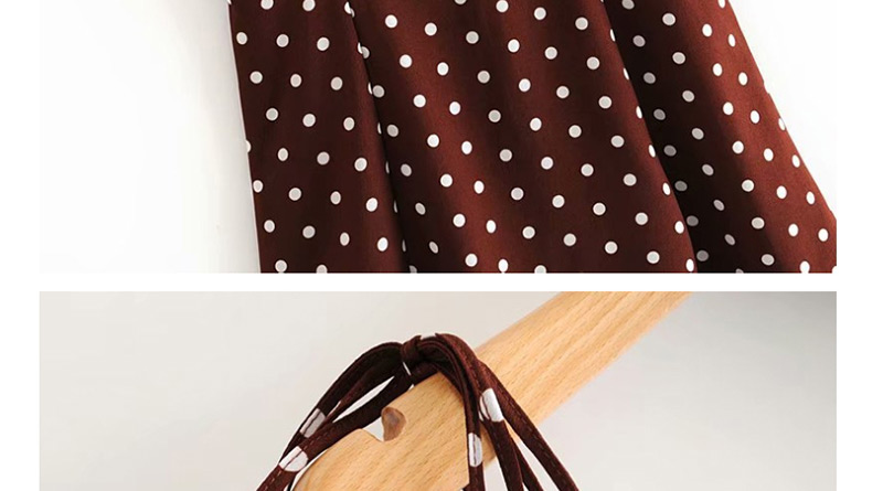 Fashion Brown Polka Dot Printed Sling Halter Dress,Mini & Short Dresses