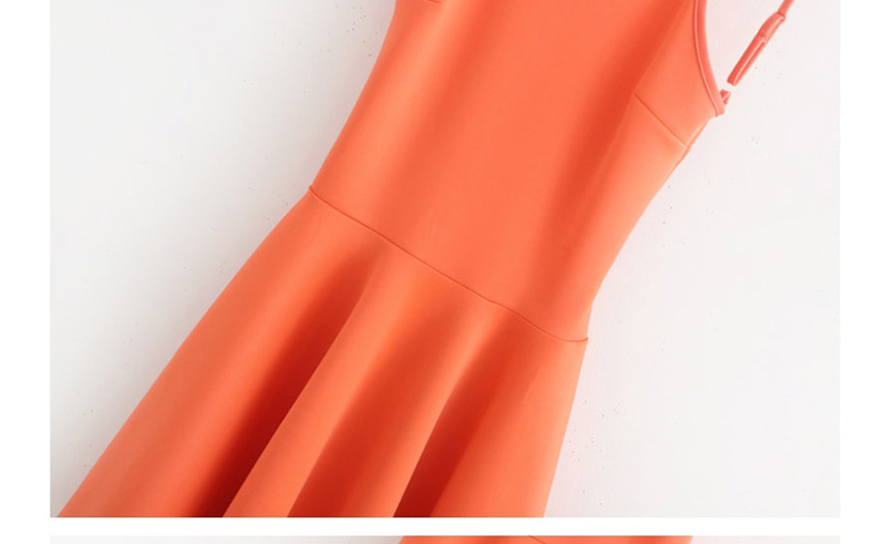 Fashion Orange Space Cotton Big Halter Strap Dress,Mini & Short Dresses