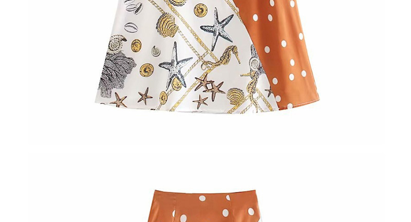 Fashion Brown Polka Dot Stitching Shell Print A Version Skirt,Skirts