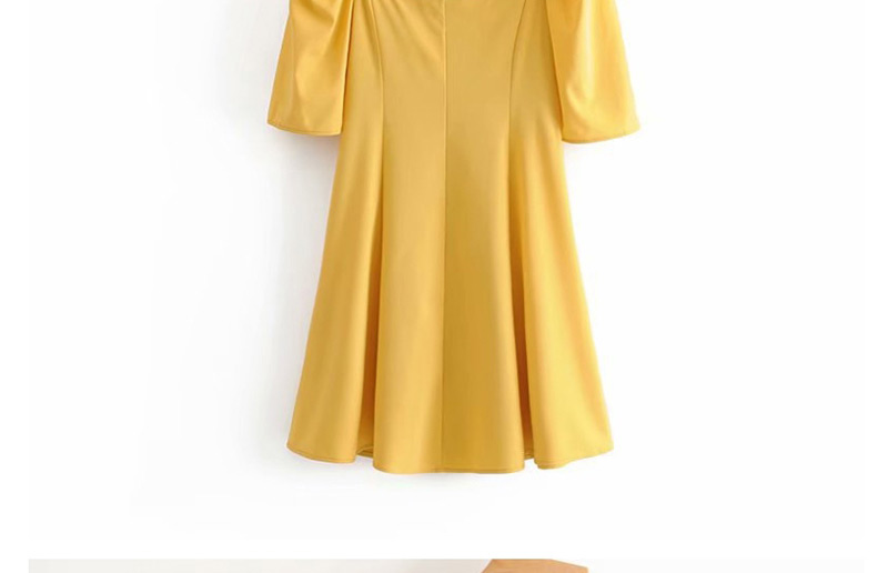 Fashion Yellow Lace-up Button Single-breasted Dress,Mini & Short Dresses