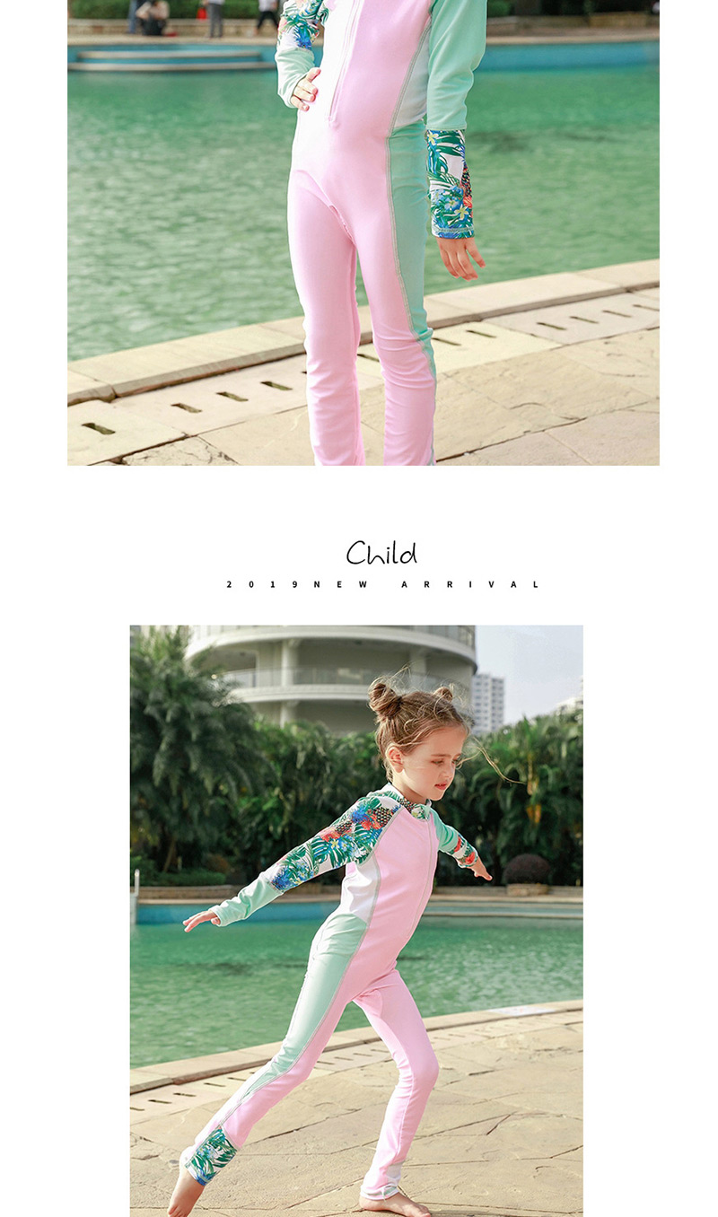 Fashion Pink Girl Colorblock Printed Children