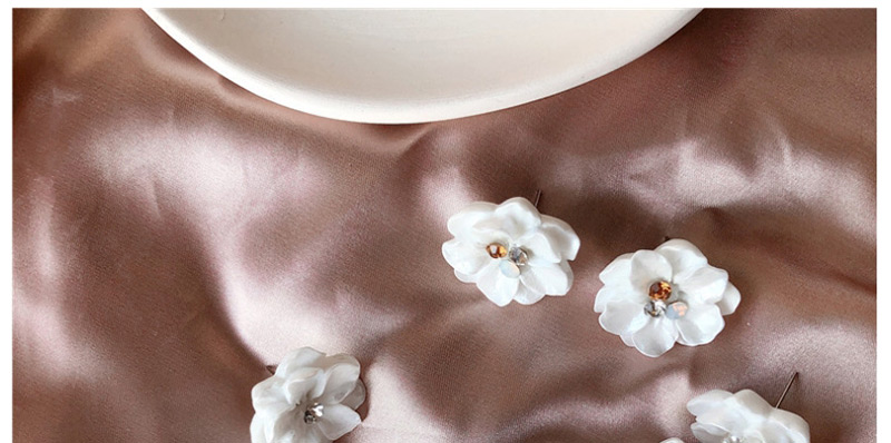Fashion White  Silver Needle Flower Earrings,Stud Earrings