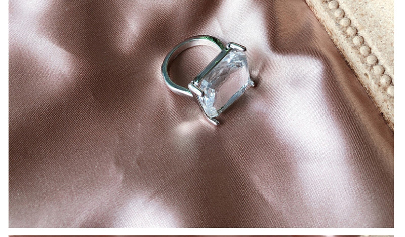 Fashion Silver C S Crystal Ice Cube Transparent Ring,Fashion Rings