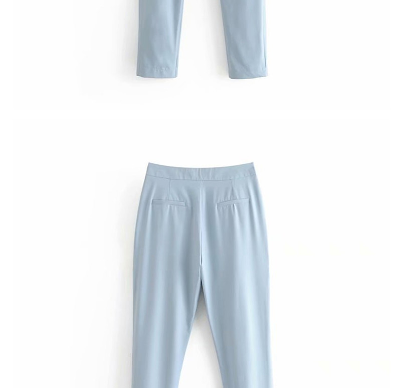 Fashion Blue Solid Color Narrow Leg Straight Pants,Pants