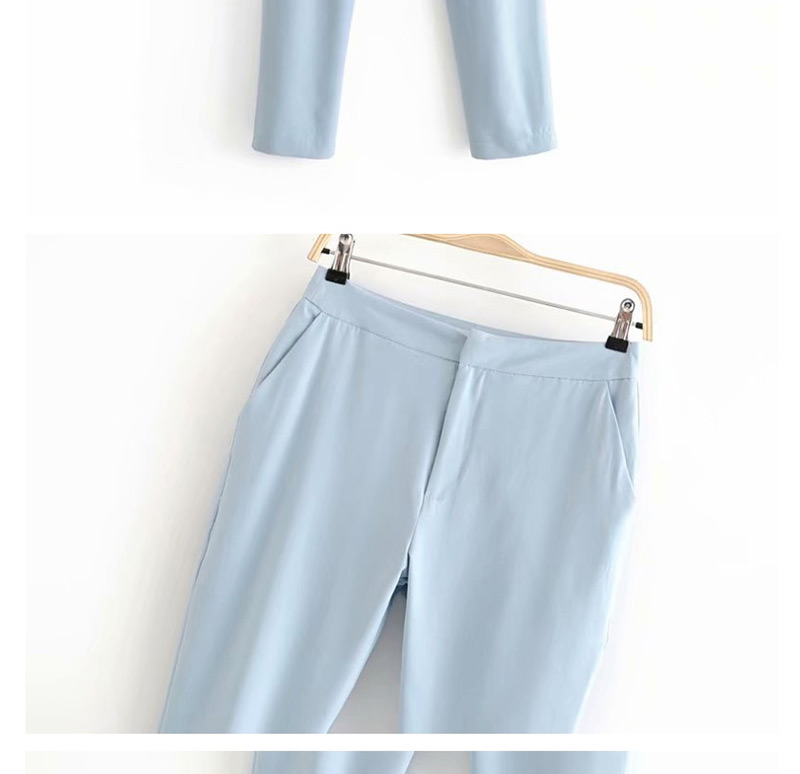 Fashion Blue Solid Color Narrow Leg Straight Pants,Pants