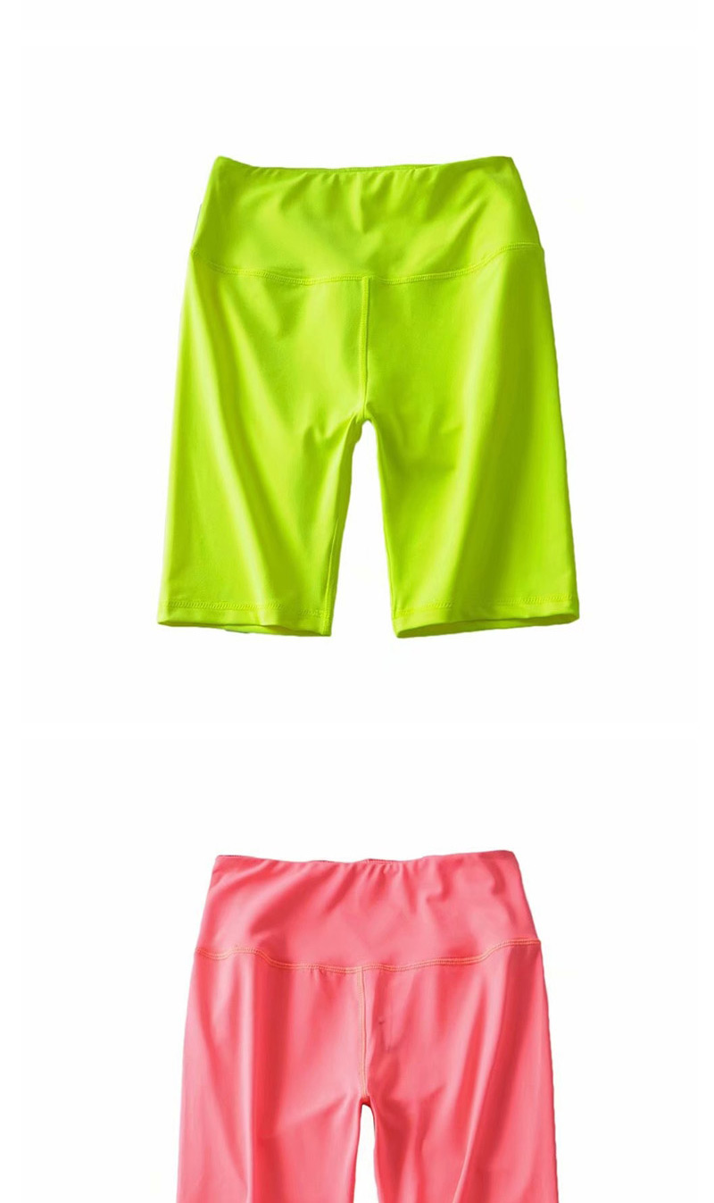 Fashion Fluorescent Green Solid Color Cycling Shorts,Shorts