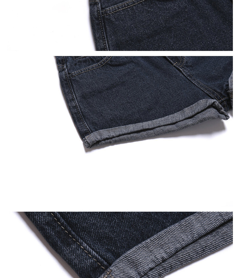 Fashion Dark Blue Washed Rolled Jeans,Denim