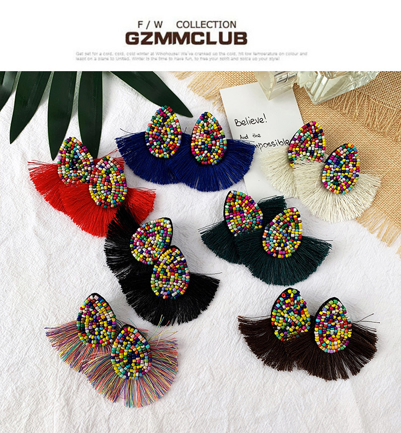 Fashion Color Alloy Non-woven Beads Tassel Earrings,Drop Earrings