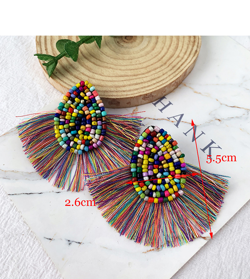 Fashion Color Alloy Non-woven Beads Tassel Earrings,Drop Earrings