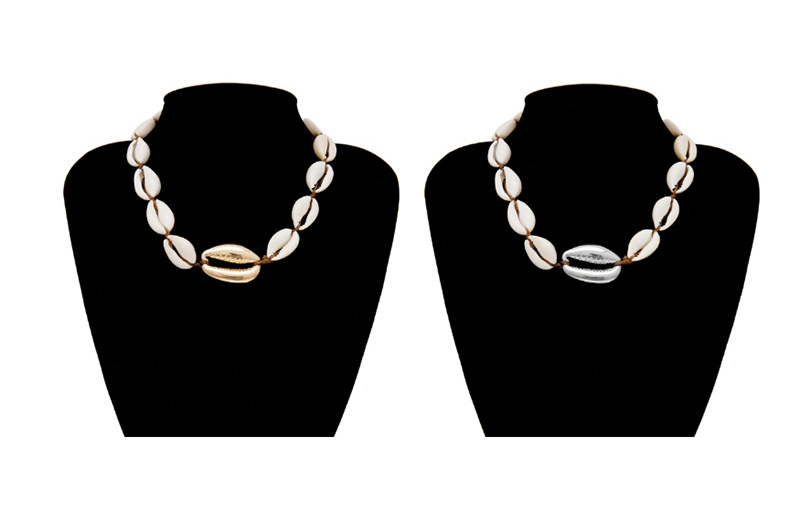 Fashion White K Geometric Braid Adjustable Shell Necklace,Bib Necklaces