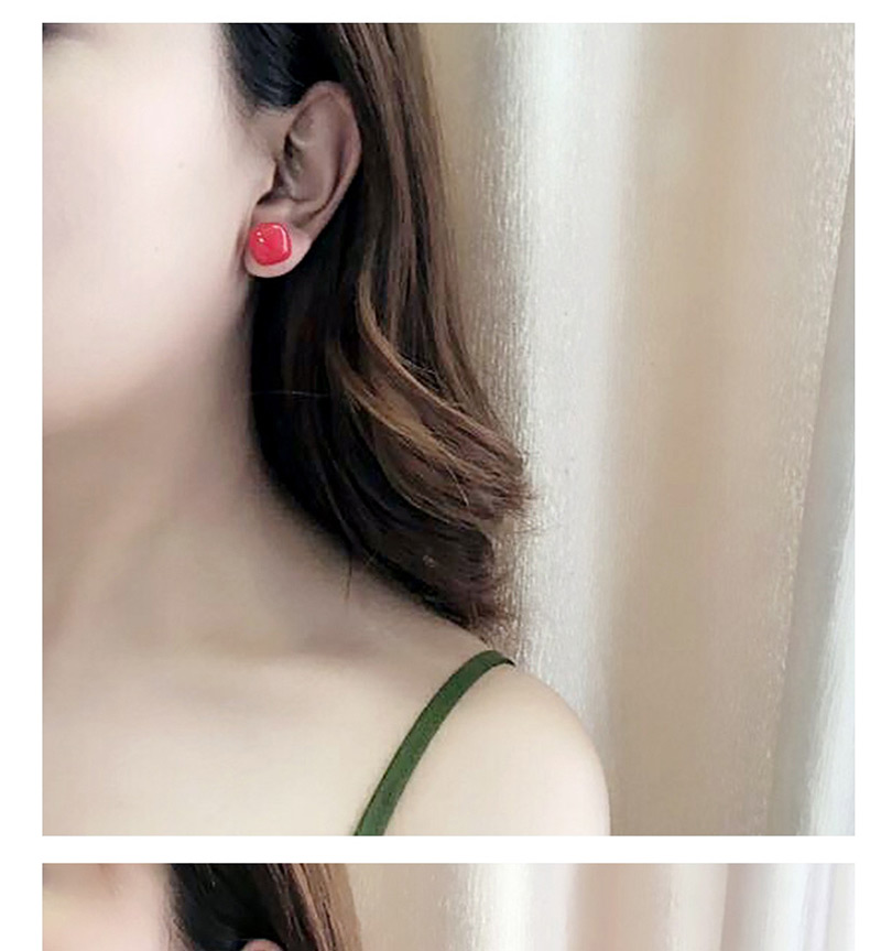 Fashion Red Acrylic Square Earrings,Stud Earrings
