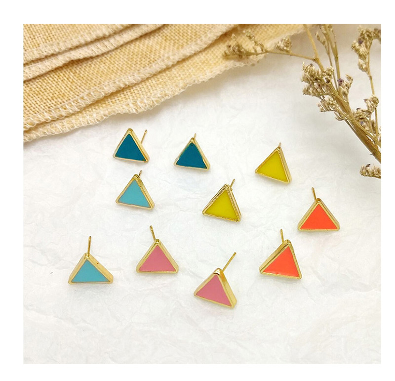 Fashion Pink Drop Glazed Triangle Earrings,Stud Earrings