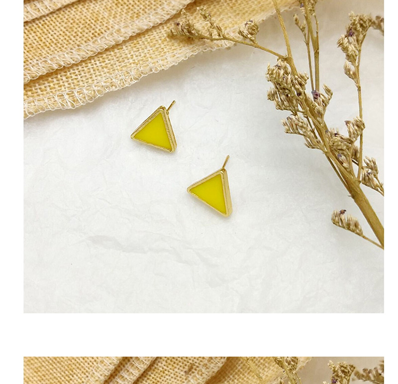 Fashion Yellow Drop Glazed Triangle Earrings,Stud Earrings