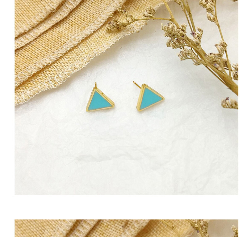 Fashion Dark Blue Drop Glazed Triangle Earrings,Stud Earrings