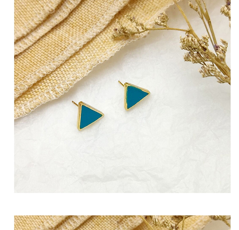 Fashion Dark Blue Drop Glazed Triangle Earrings,Stud Earrings